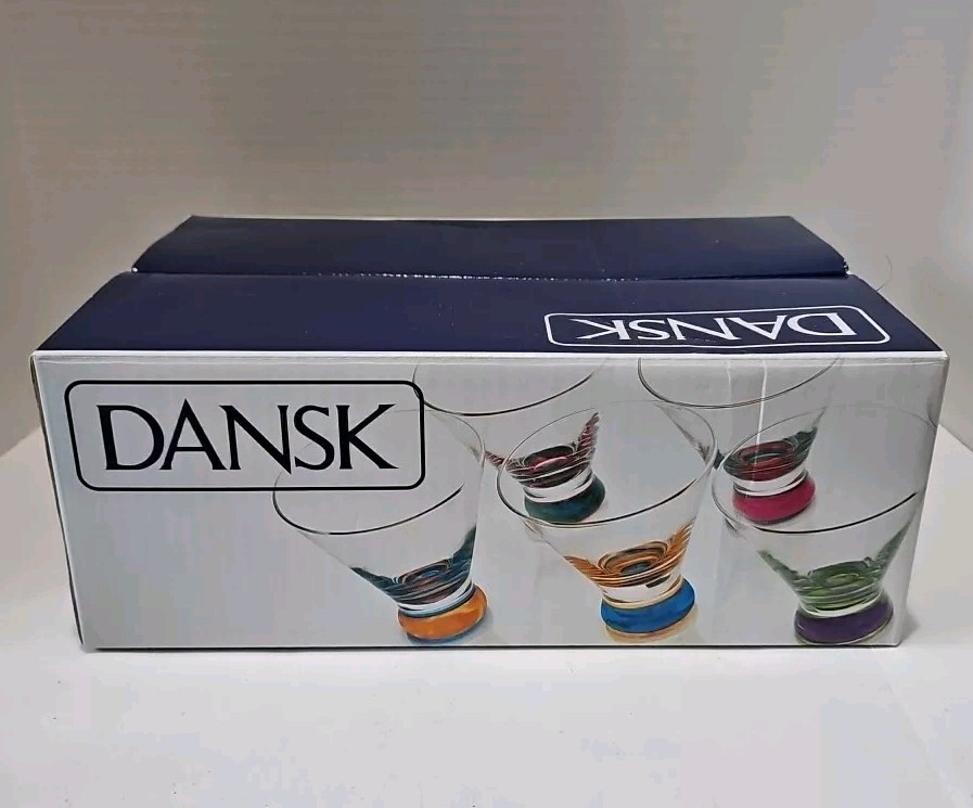Dansk Spectra Cocktail Glasses Set of 6 Rainbow Colors 5.5 Oz
