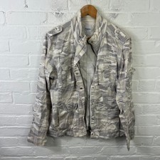 Kenzie Women's Camo Full Zip Utility Jacket Front Pockets Gray Size Large