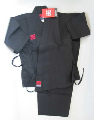 KINDER MOOTO KARATE GI - SCHWARZE OFFENE KAMPFSPORTUNIFORM (110cm)