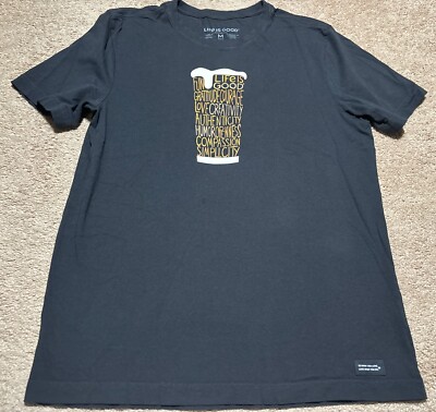 Life Is Good Crusher T-Shirt Men s M Love Gratitude Courage Short Sleeves Brown