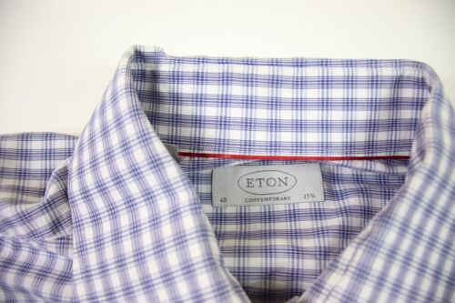 ETON Of Sweden Contemporary Fit Shirt 15.75 40 Blue White Checks - Picture 4 of 9