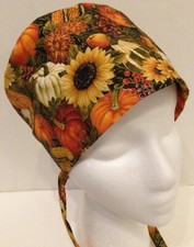 Pumpkin Floral Lined Medical Skull Cap Surgery Scrub Hat