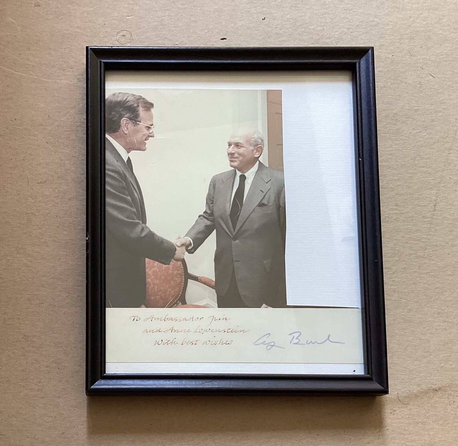 Political Memorabilia George H. W. Bush, With Note &Amp; Hand Signed To Ambassador