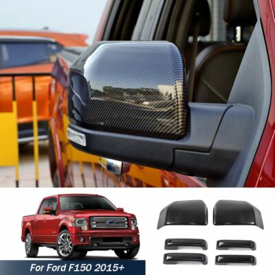 Carbon Fiber Rearview Mirror Cover & Door Handle Trim For Ford F150 2015-2020