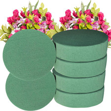 Pack of 6 round Floral Foam Blocks 4.5  X1.5   Dry  Wet Green Flower Foam Bloc