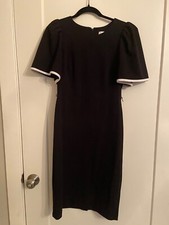 Calvin Klein black dress size 10 with white sleeve detailing preloved retail $90