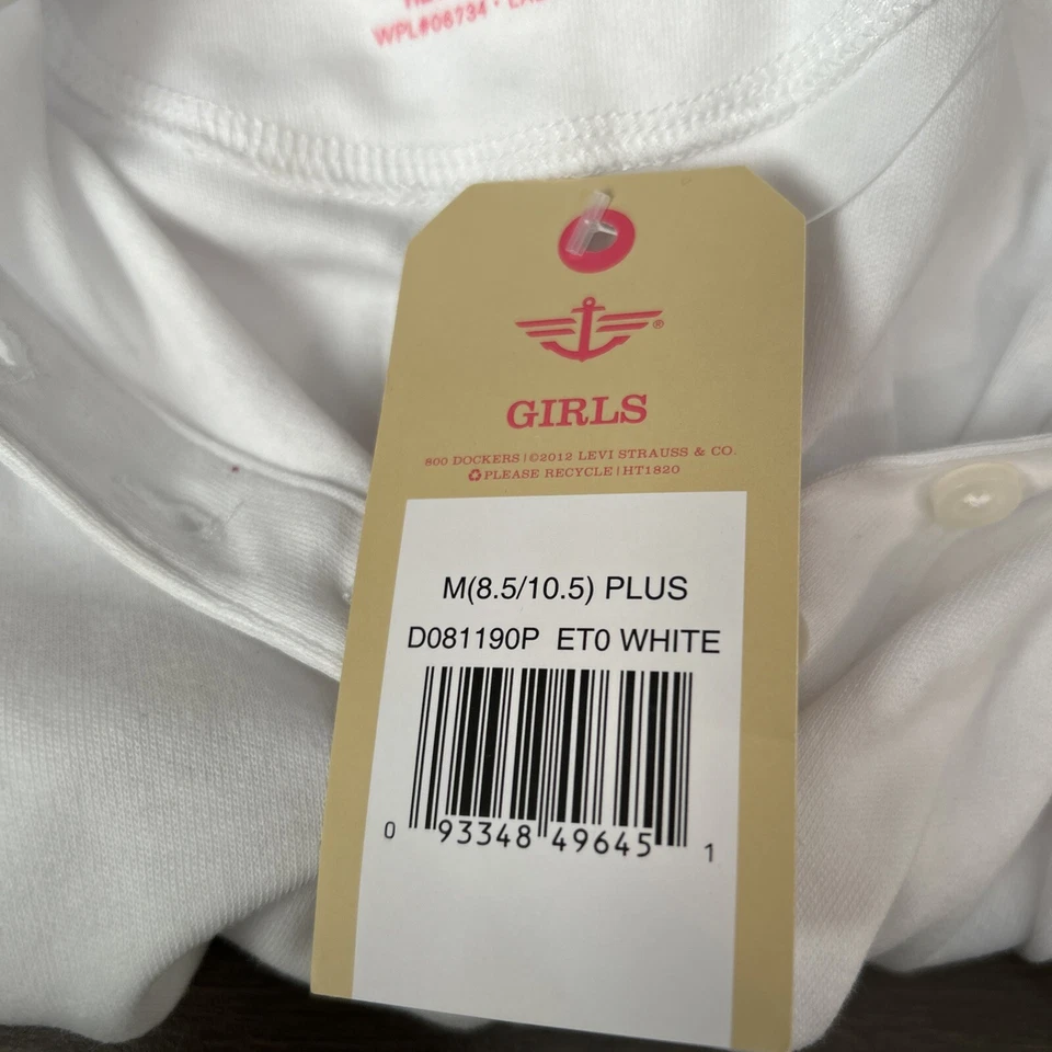 Polo Pullover Dockers Plus Niñas SS, Blanco, Mediano (8.5-10.5) Foto 4 de 4