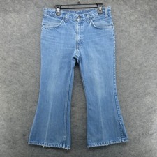 VTG Levis Jeans Mens 32x27 Blue 684 Bell Bottom 70s Orange Tab Talon Faded Denim