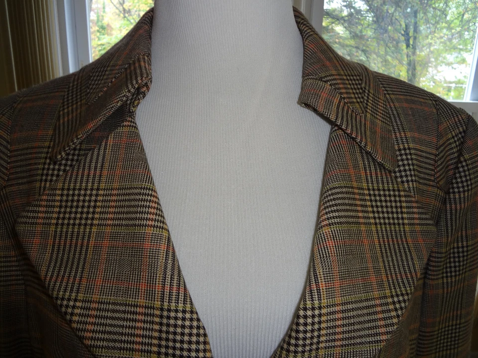 Blazer/chaqueta de carrera marrón a cuadros Ellen Tracy para mujer nueva con etiquetas talla 16 Foto 2 de 4