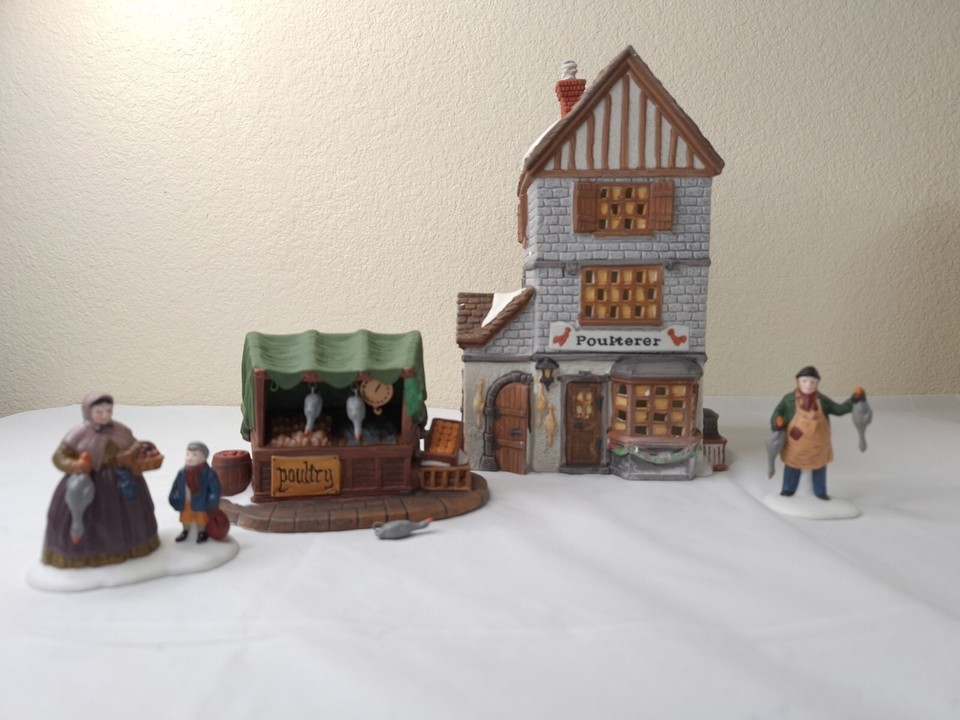 Dept 56 Heritage Village Collection Poultry Market & Poulterer Lot Of 2