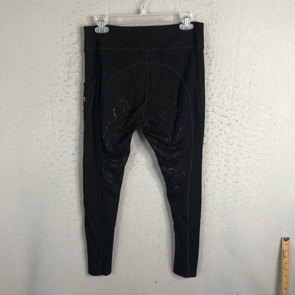 Leggings ecuestres Huntington para mujer 12 negros elásticos emblema de caballo Foto 4 de 4