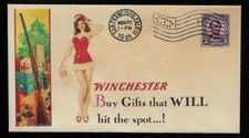 1935 Winchester & Sexy Lady Featured on Xmas Collector's Envelope *OP210