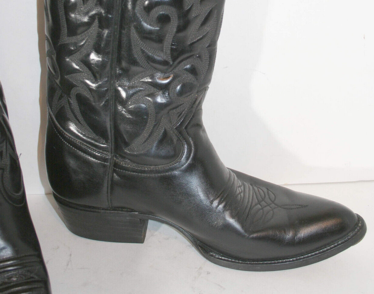 Rudel Boots men\'s sz 10D black leather Western Cowboy boots. Repair spot on left Rudel Black Western Cowboy Men main image 2