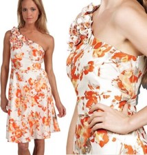 Tahari ASL Arthur S Levine Carmela Charlie Shantung One Shoulder Dress 8 10