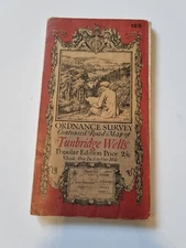 Vintage Ordnance Survey One Inch Cloth Map No 125, Tunbridge Wells, 1924.