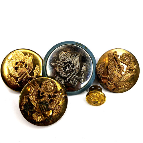 x5 MIXED LOT Vtg Great Seal United States Buttons Screw On Brass Uniform Rare E4
