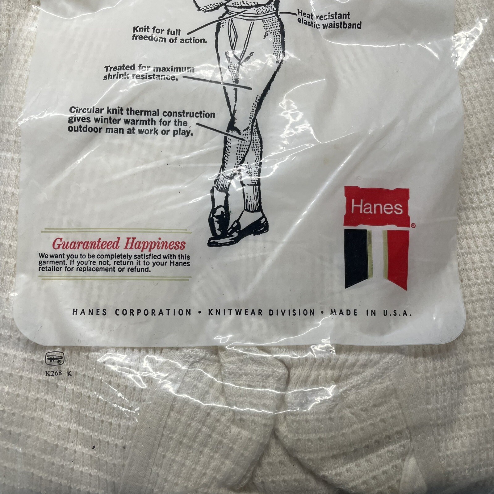 1960s Hanes Winterset Thermal Long John Set Size XL 4… Gem