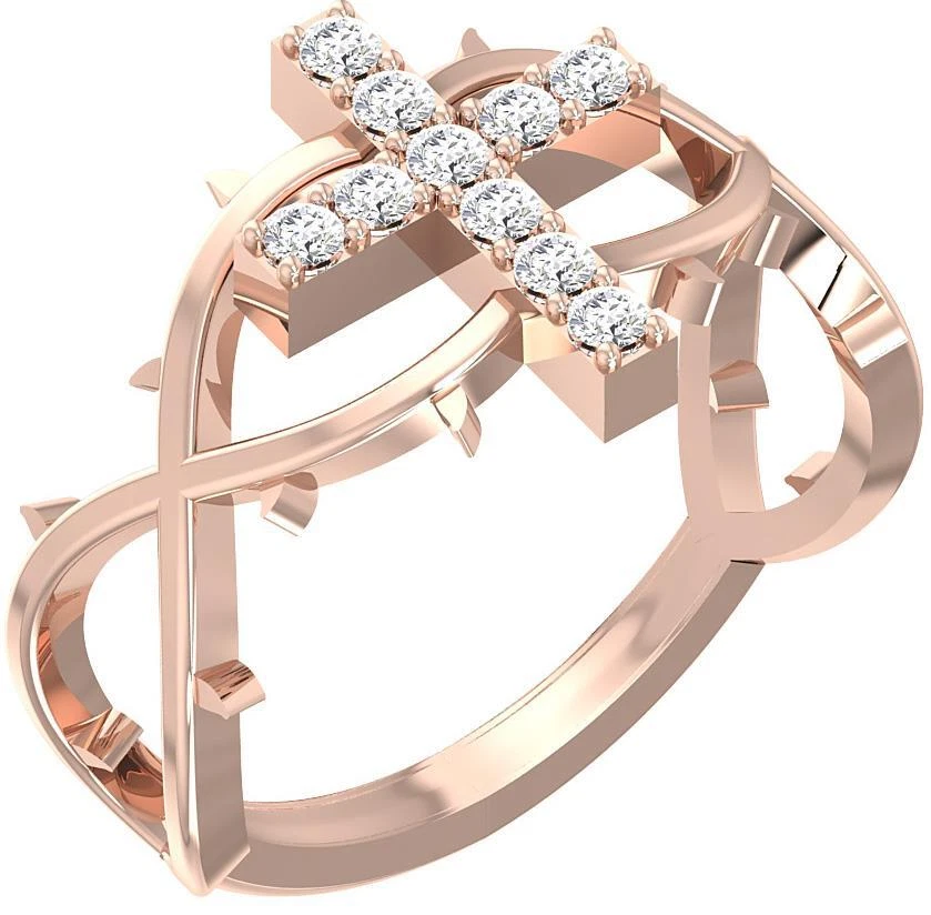 SI1 G 0.30 Carat Natural Diamond Cross Engagement Wedding Ring 14K Yellow Gold - Image 3 of 4