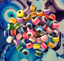 50 pcs Evil Eye Beads Assorted Colors Nazar Eyes Smooth Round Jewelry Making 6mm