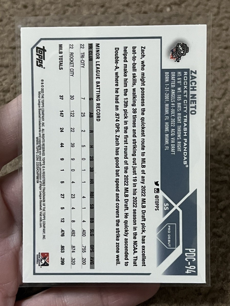 2023 Topps Pro Debut ZACH NETO #PD-94 Baseball ROCKET CITY TRASH