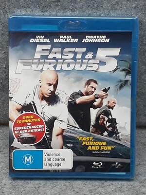 NEW: FAST & FURIOUS 5 F5 Disel Walker Johnson Movie Blu-ray Region B Free Post