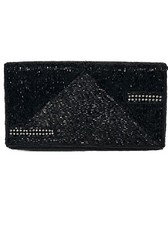Vintage Lord Taylor Beaded Purse Handbag Clutch Evening Bag Black Glamorous