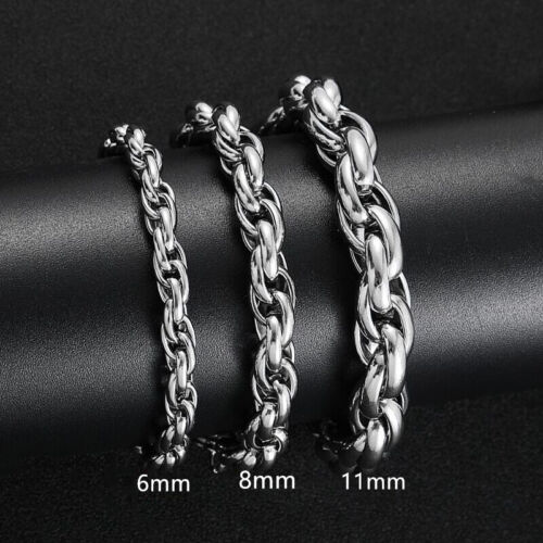 6/8/11mm Hombre Mujer Acero Inoxidable Trenzada Cadena Brazalete Brazalete - Imagen 5 de 7