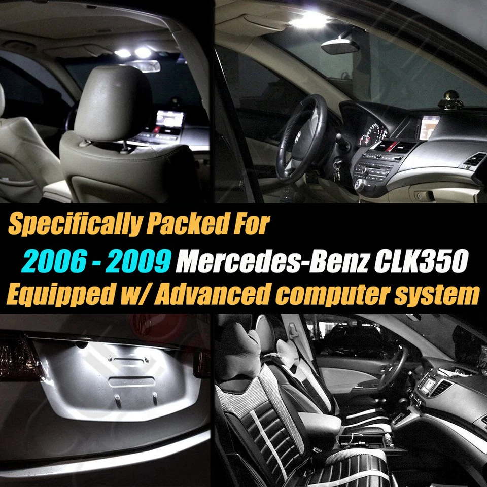 18Pc Error Free White Interior LED Light Kit for 2006-2009 Mercedes-Benz CLK350  - Image 2 of 4