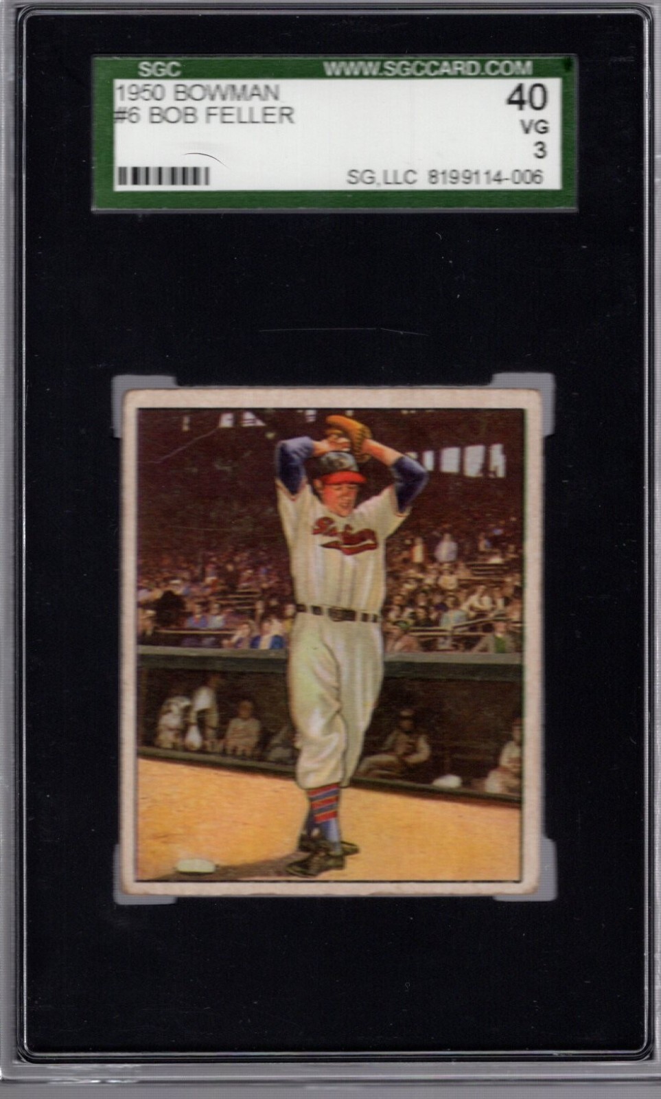 1950 Bowman #6 BOB FELLER (HOF) SGC 3 VG Cleveland INDIANS  CENTERED