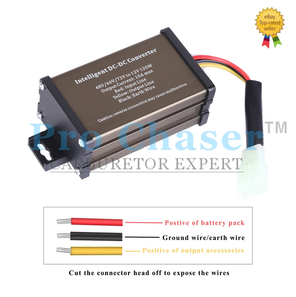 Golf cart DC converter 48V 48 volt  voltage reducer regulator to 12V 10A - Image 2 of 4