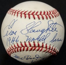 ONE OF A KIND! Enos Slaughter 1946 World Series Mad Dash Signed Baseball PSA COA