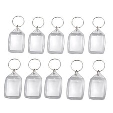 10x Clear Acrylic Plastic Blank Keyrings Insert Passport Photo Keychain4810