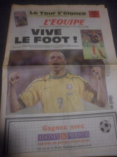 Journal l'EQUIPE avant finale coupe du monde 1998 Vive le foot du 11