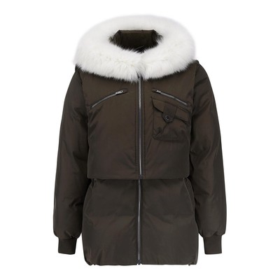 Genuine PEARLY GATES GOLF Womens Vest Detachable Hood Goose Down Jumper 