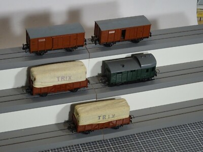 TRIX Express H0 5 Güterwagen 2*3452 Planewagen 1*3454 2*3426  vintage