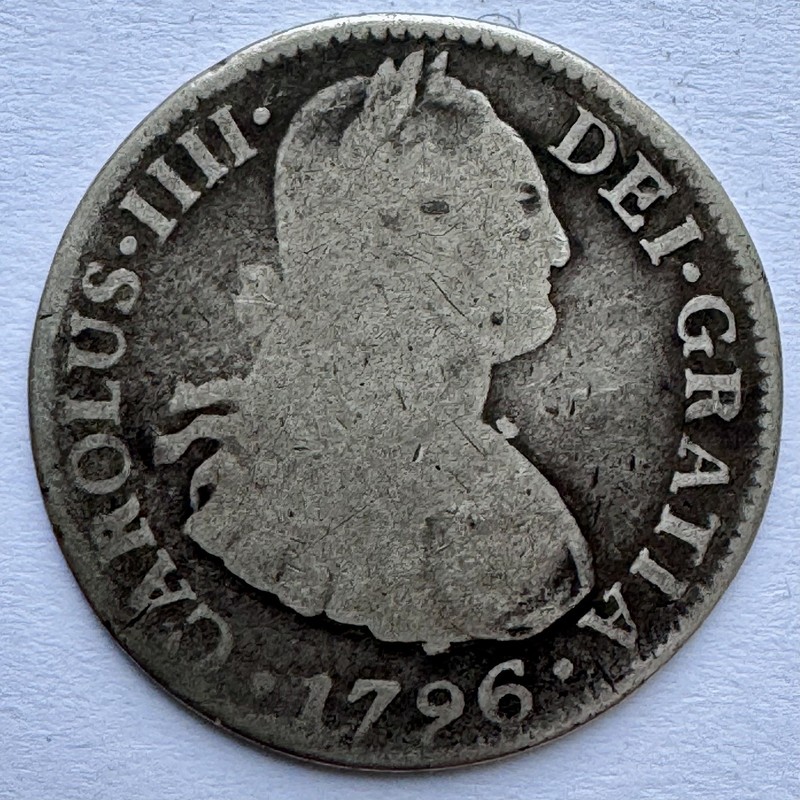 1796 Mo FM Mexico Silver 2 Reales - Charles IV Spanish Colonial Portrait Coin