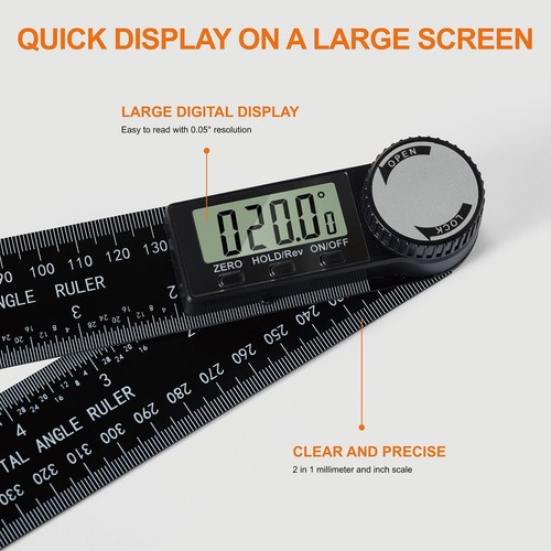 Digital Angle Finder Protractor, 7inch 200mm Angle Gauge Professional Measuri... - Picture 4 of 7