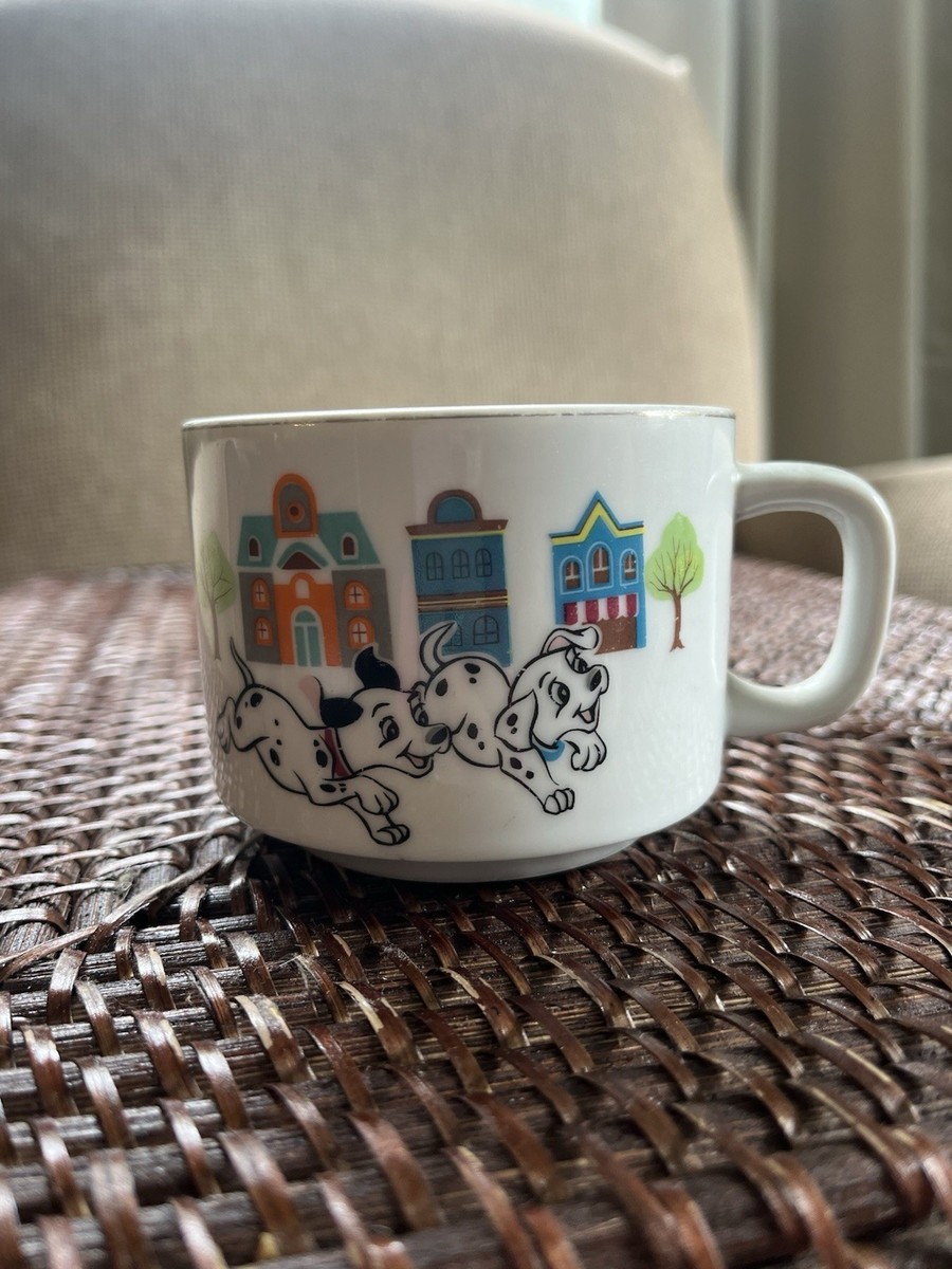 Vintage Disney 101 Dalmatians Gold Trim Ceramic Coffee Mug Cup Sango