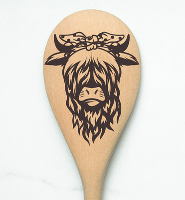 Highland Cow Ribbon Heilan Hairy Coo Scottish Shaggy Cow Farm Wooden Cooking Spo