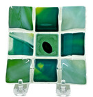 Murano Italy Fused Glass Trinket Dish Shades of green 4" x 4" orig. tag on back — photo 4