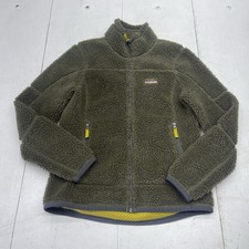 LL Bean Mountain Pile Fleece Green Full Zip Up Jacket 500366 Womens Size XS