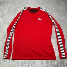 Helly Hansen Lifa Stripe Shirt Mens Large Red Active Base Layer Long Sleeve