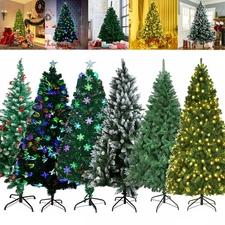 4-7Ft Realistic Artificial Holiday Christmas Tree with LED Lights & Metal Stand