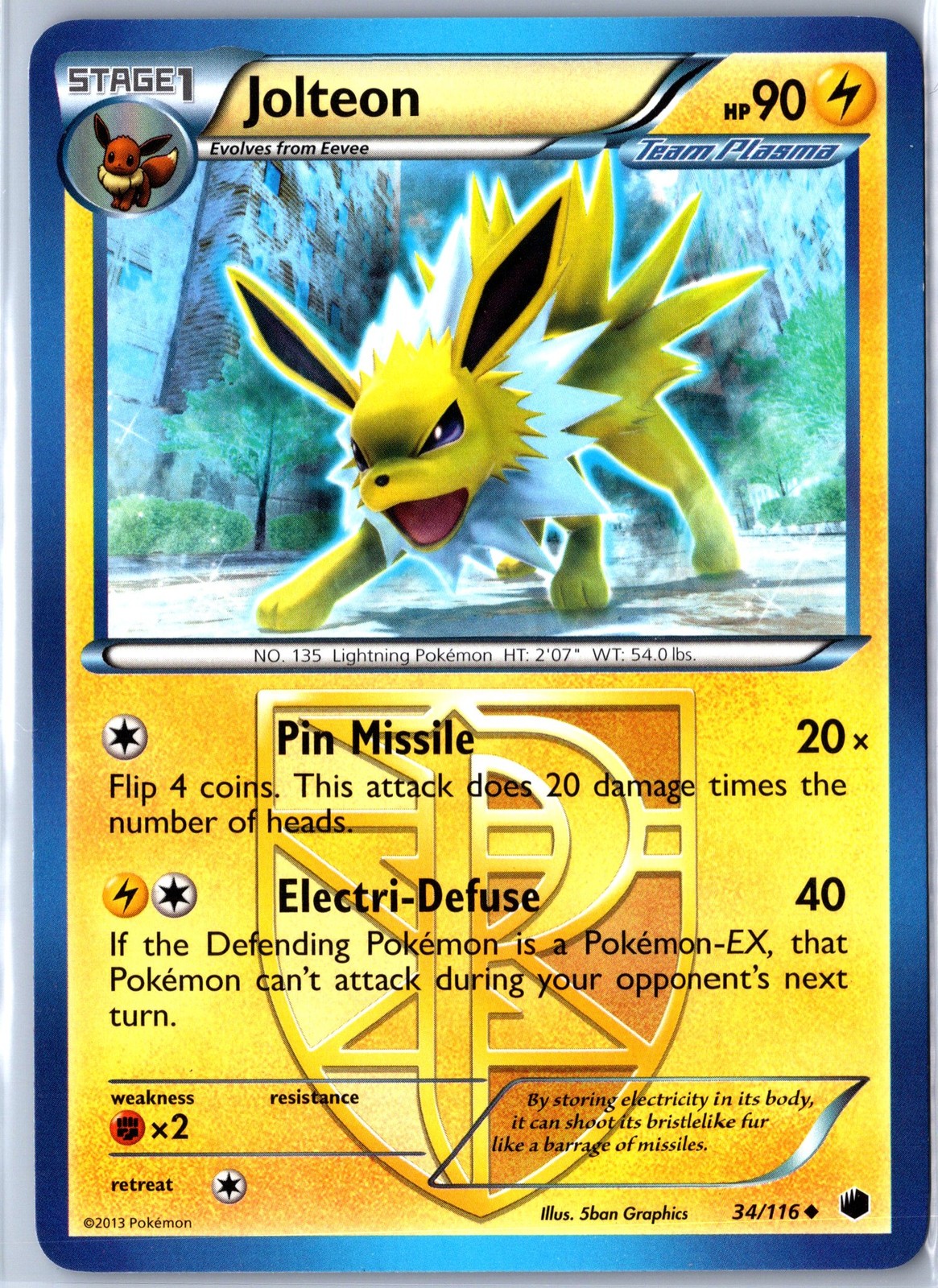 Plasma Freeze #34/116 Jolteon (Team Plasma) Base - NM