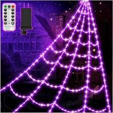 Spider Webs Halloween Decor Lights - 450 Leds Outdoor Halloween String Lights wi