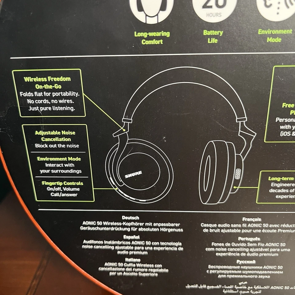 Shure AONIC 50 Wireless Noise Cancelling Headphones - Black OPEN BOX READ - Image 4 of 4