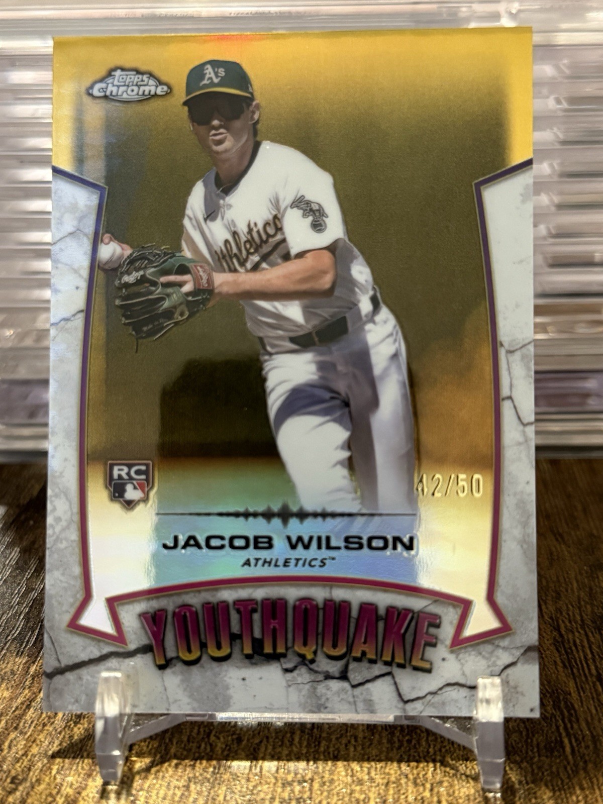 2025 Topps Chrome Youthquake Jacob Wilson Gold Refractor 42/50 #YQ-6 Athletics