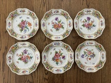Set Of Six Carl Thieme Dresden Flowers Floral Reticulated Plates 7” Excellent