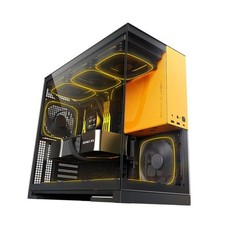M5 Tempered Glass Mid Tower, E-ATX/ATX Black/Yellow Glass ver with 140 x5 fans