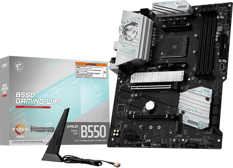 MSI B550 GAMING WIFI Motherboard, ATX - Supports AMD Ryzen 5000 Series, 5000 G-S